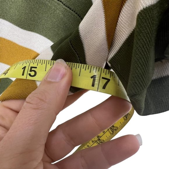 Vintage 60s Eddie Nober Green Short Sleeve Stripe Drop Waist Pleated Dress Small - Picture 5 of 9